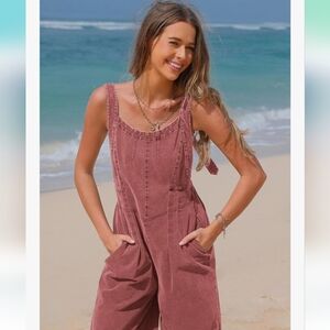 Boho Overalls Denim Loose Wide Leg Jumpsuits Baggy Jeans NWT New XS